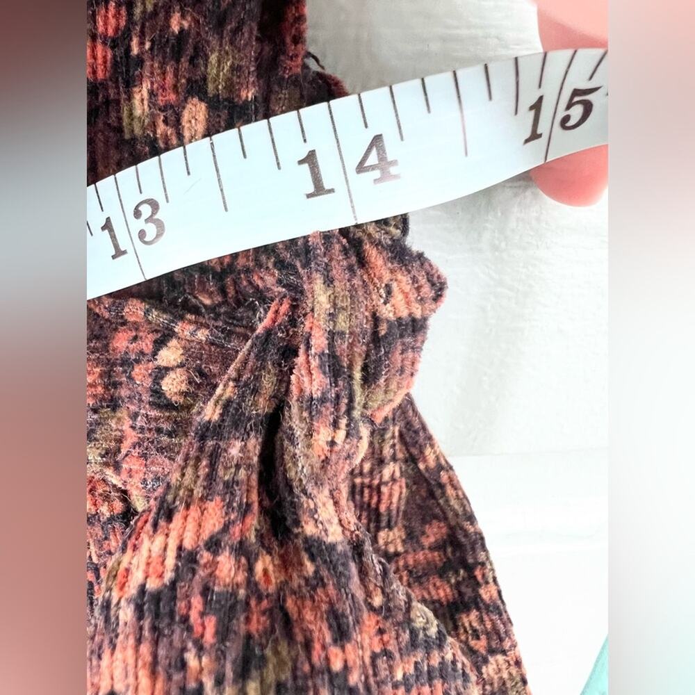 Vintage cottagecore pinafore dress brown ditsy floral corduroy down XS small - Picture 5 of 6